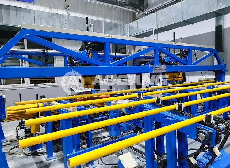 Línea de producción con apilador de tubos de acero